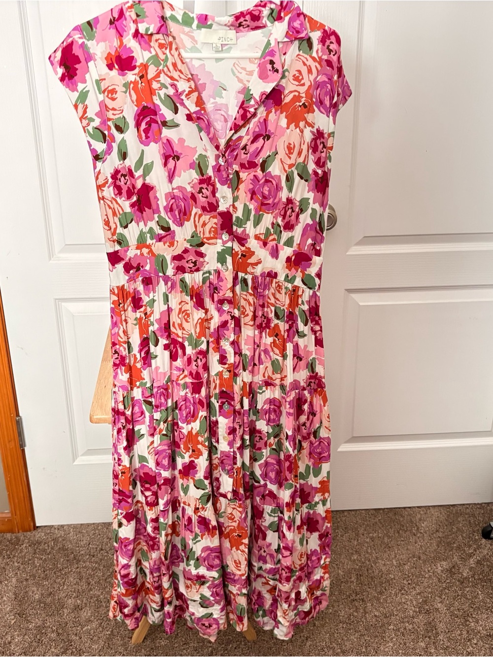 PINCH Tiered Ruffle Boho Dress L Large Style 4812D
